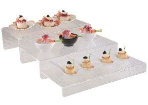 Zestaw 3 podstaw do prezentowania potraw prostokąt