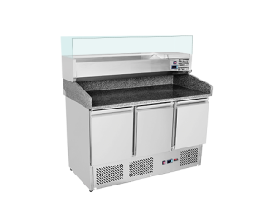 Stół do pizzy 3-drzwiowy z chłodz. witrynką MP-903  REDFOX