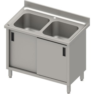 Stół ze zlewem 2-kom. Drzwi Suwane 1000x600x850 mm STALGAST